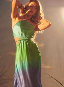 Rococo Sand | Kiki Midi Dress | Blue/Green Ombre