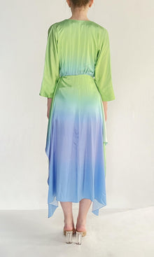 Rococo Sand | Kiki Polyester Satin Long Dress | Vibrant Green/Blue