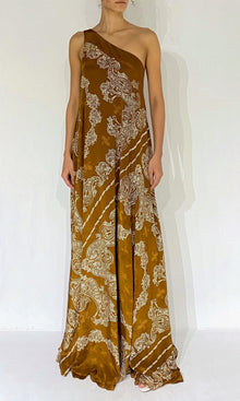 Rococo Sand | Kira Viscose Natural Crepe One Shoulder Maxi Dress | Brown