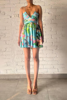 Loiss V-Neck Strapline Short Dress | Turquoise