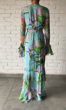 Rococo Sand | Loiss Viscose Chiffon Maxi Dress | Turquoise