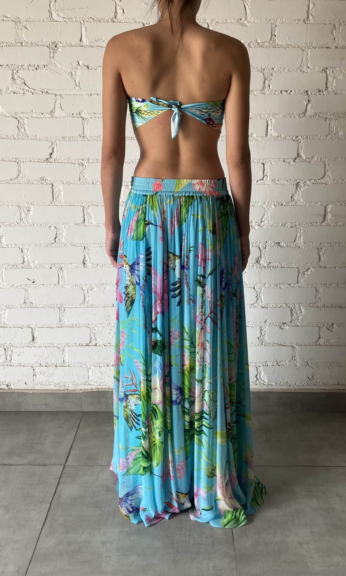 Rococo Sand | Loiss Viscose Chiffon Long Skirt | Turquoise