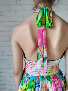 Halterneck Short Dress | Multicolor Hibiscus