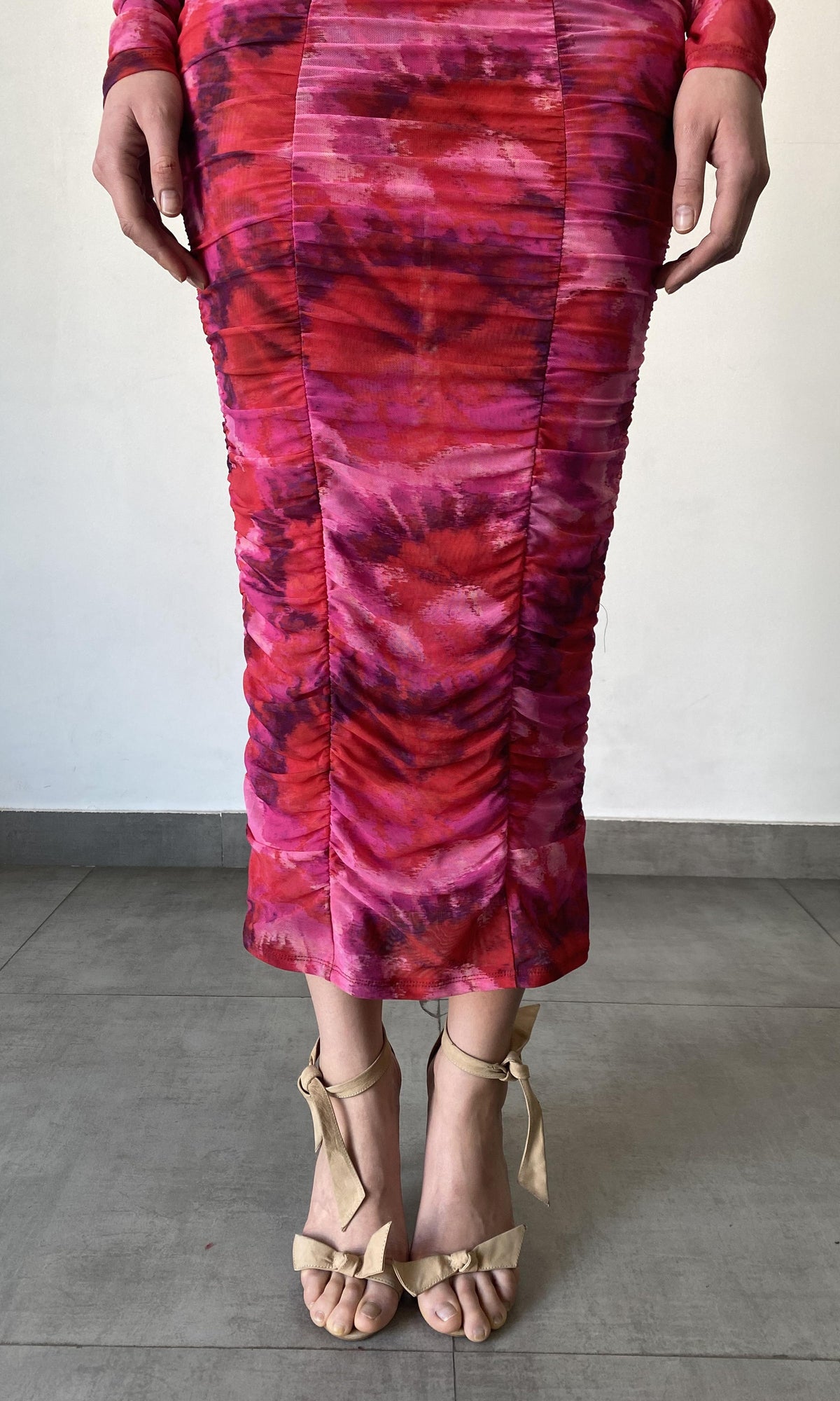 Rococo Sand | Mabel Nylon Powermesh Long Dress | Pink