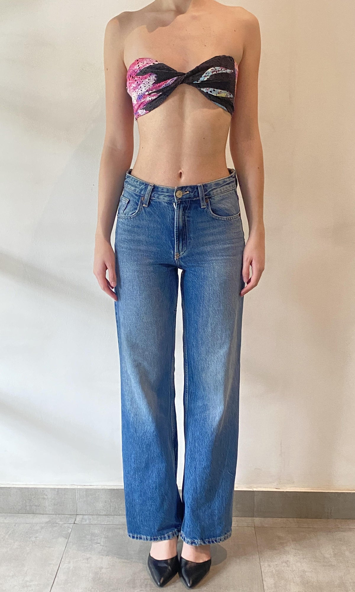 Womens | Margo Cotton Schiffli Bandeau | Black Multi