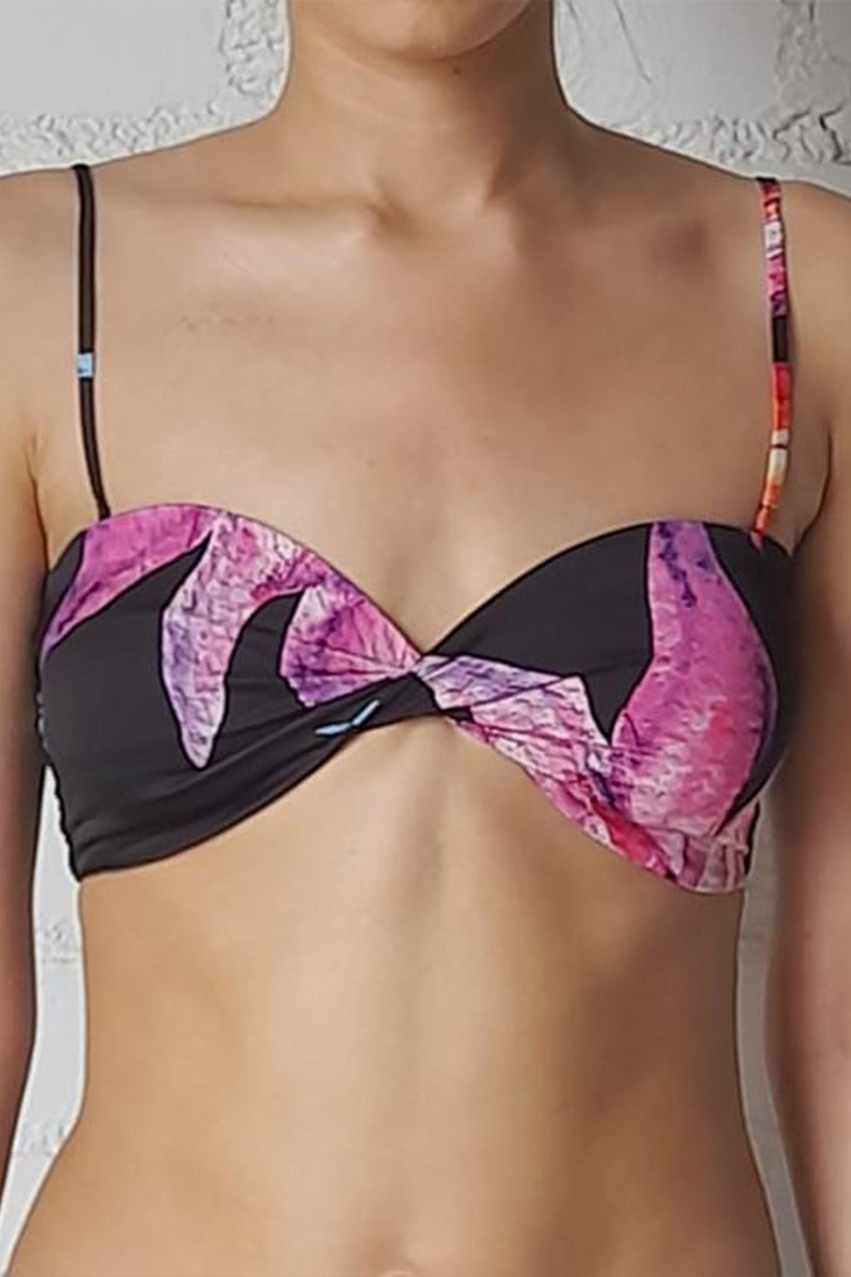 Rococo Sand | Margo Polyester Satin Bandeau | Black Multi