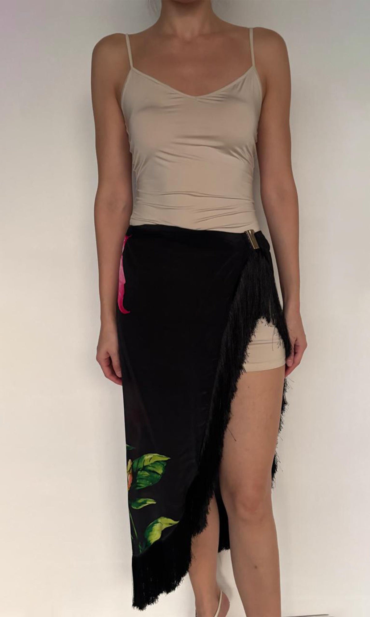Rococo Sand | Margo Viscose Crepe Long Skirt | Black Multi