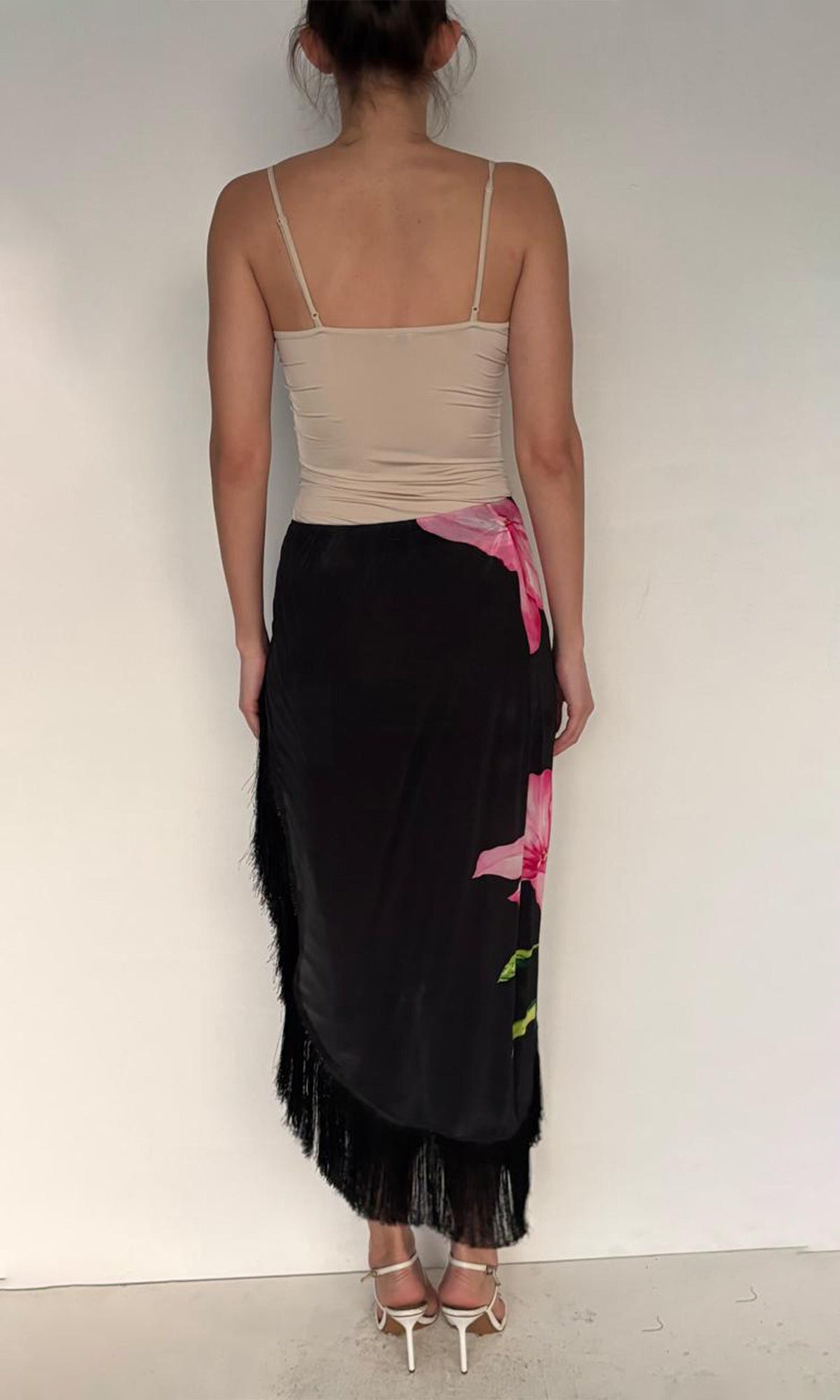 Rococo Sand | Margo Viscose Crepe Long Skirt | Black Multi