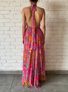 Rococo Sand | Megan Halter V-Neck Long Dress | Pink