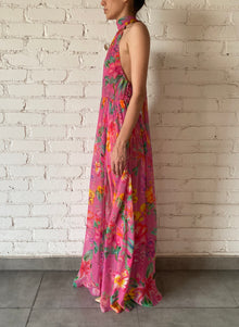 Rococo Sand | Megan Halter V-Neck Long Dress | Pink