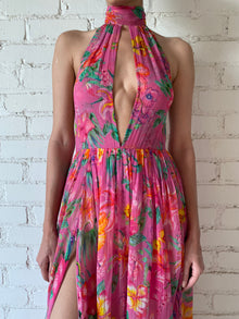 Rococo Sand | Megan Halter V-Neck Long Dress | Pink