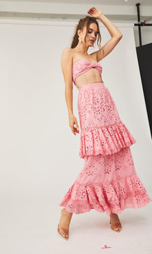 Rococo Sand | Moss Cotton Schiffli Bandeau | Pink