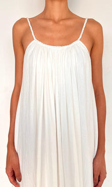Rococo Sand | Myril Cotton Double Cloth Gauze Embroidered Tier Scoopneck Maxi Dress | White Terracotta