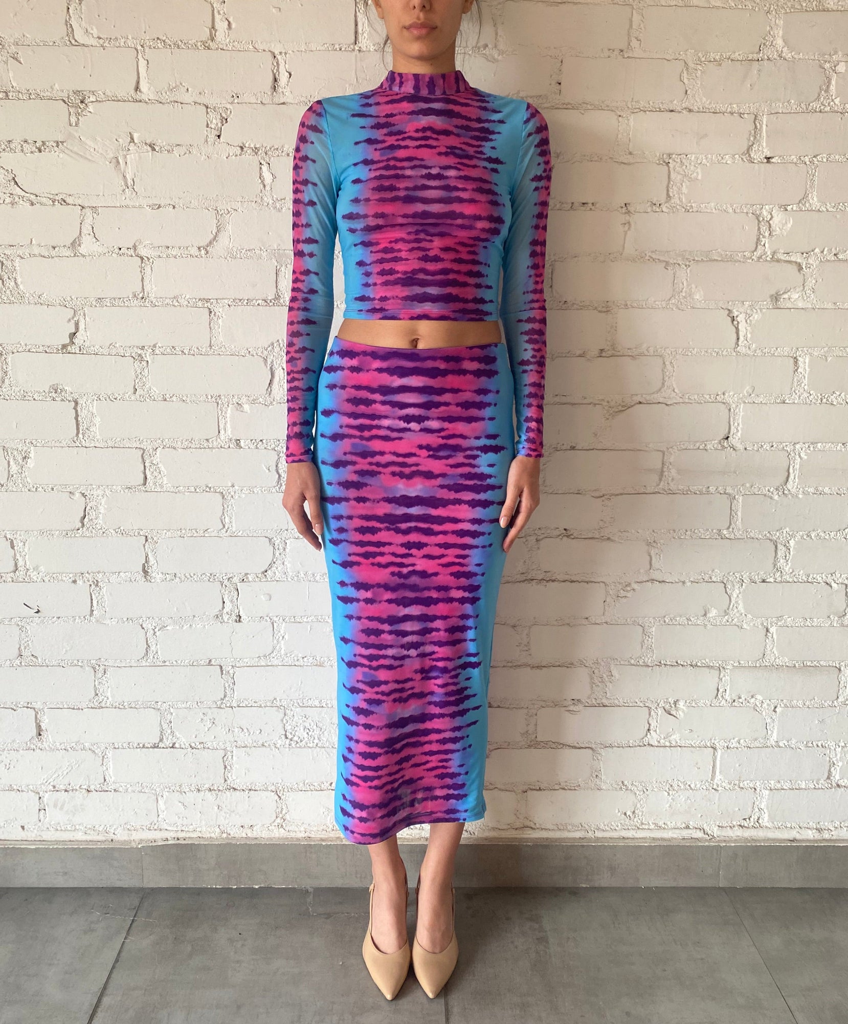 Crop Top | Turquoise/Pink