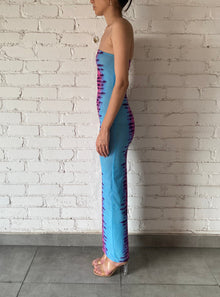 Opal Strapless Long Dress | Turquoise/Pink