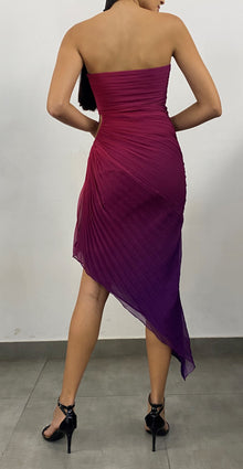 Rococo Sand | Paige Strapless Side Zipper Fitted Long Dress | Pink/Purple Ombre