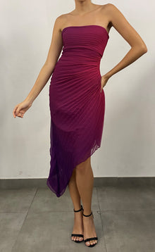Rococo Sand | Paige Strapless Side Zipper Fitted Long Dress | Pink/Purple Ombre