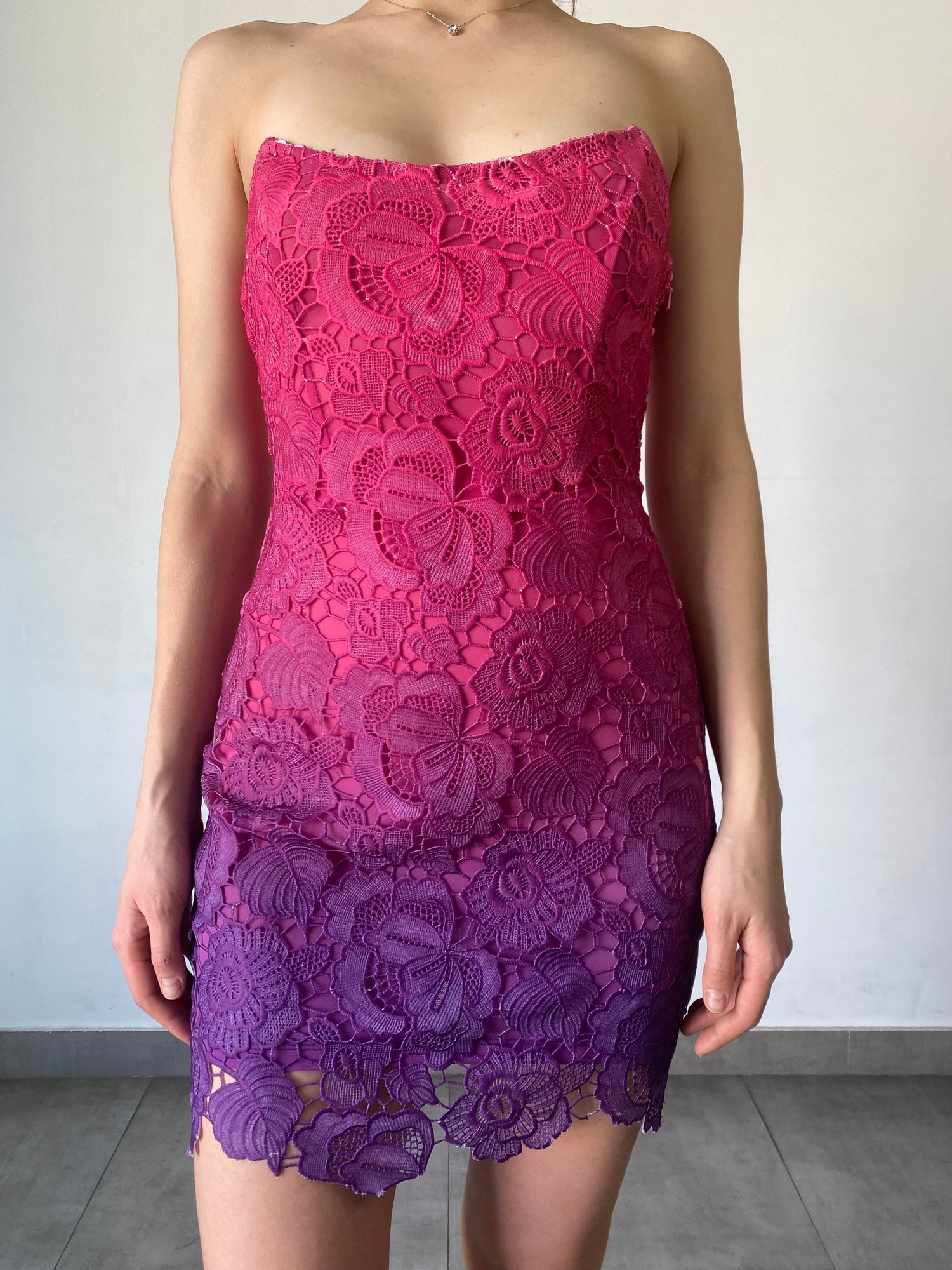 Strapless Short Dress | Pink/Purple