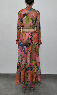 Rococo Sand | Plum Polyester Stripe Net Long Skirt | Multi