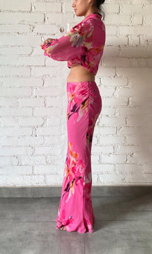 Rococo Sand | Quin Viscose Crinkle Chiffon Long Skirt | Pink