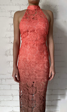 Womens | Rae Polyester Long Dress | Brown/Neon Pink