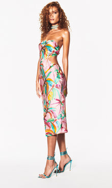 Rococo Sand | Rio Charmeuse Silk Short Dress | Pink Multi