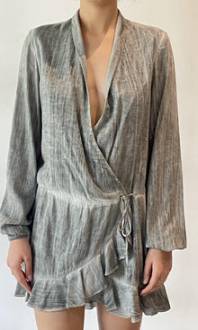 Womens | River Viscose Cotton Georgtte Short Dress | Grey