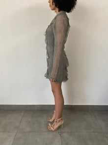Rococo Sand | River V-Neck Short Dress | Grey