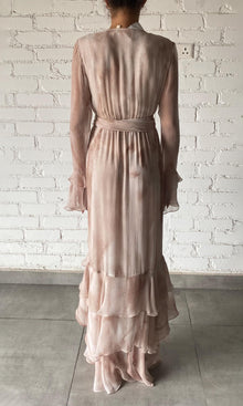 Rococo Sand | Ryan Viscose Crinkle Chiffon Maxi Dress | Light Brown