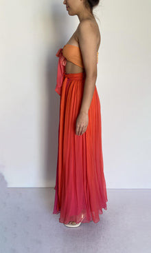 Rococo Sand | Skye Polyester Long Skirt | Pink/Orange