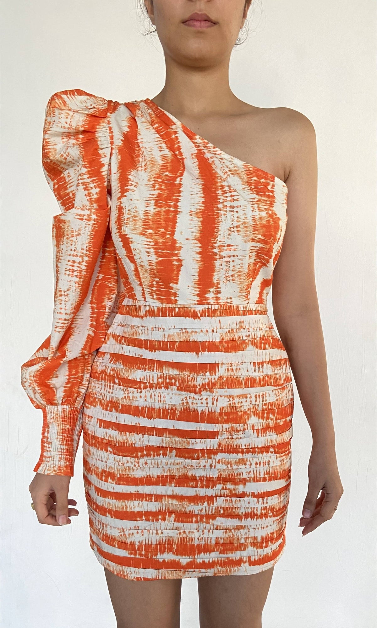 Rococo Sand | SL Cotton Short Dress | Orange White