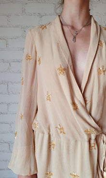 Rococo Sand | Stellar Viscose Georgette Short Dress | Nude