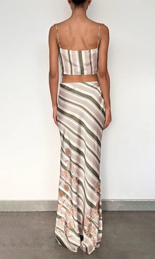 Womens | Taio Polyester Satin Lycra Scarf Cowl Top | Off-White Green