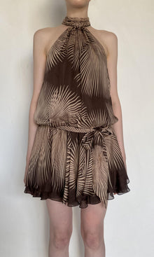 Womens | Taro Viscose Flat Chiffon Mini Dress | Brown