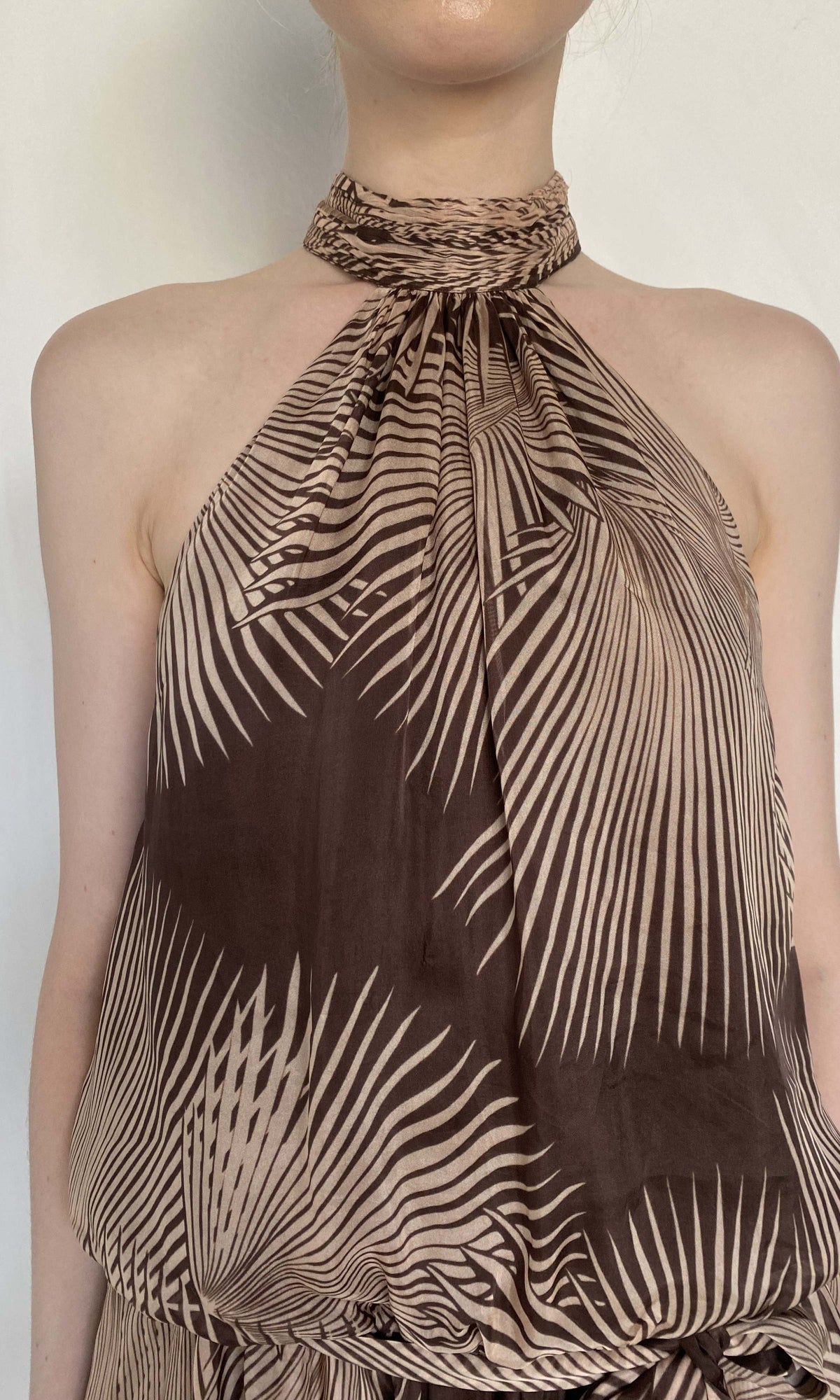Womens | Taro Viscose Flat Chiffon Mini Dress | Brown