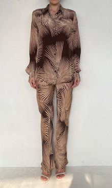 Rococo Sand | Taro Viscose Satin Bias Pants | Brown