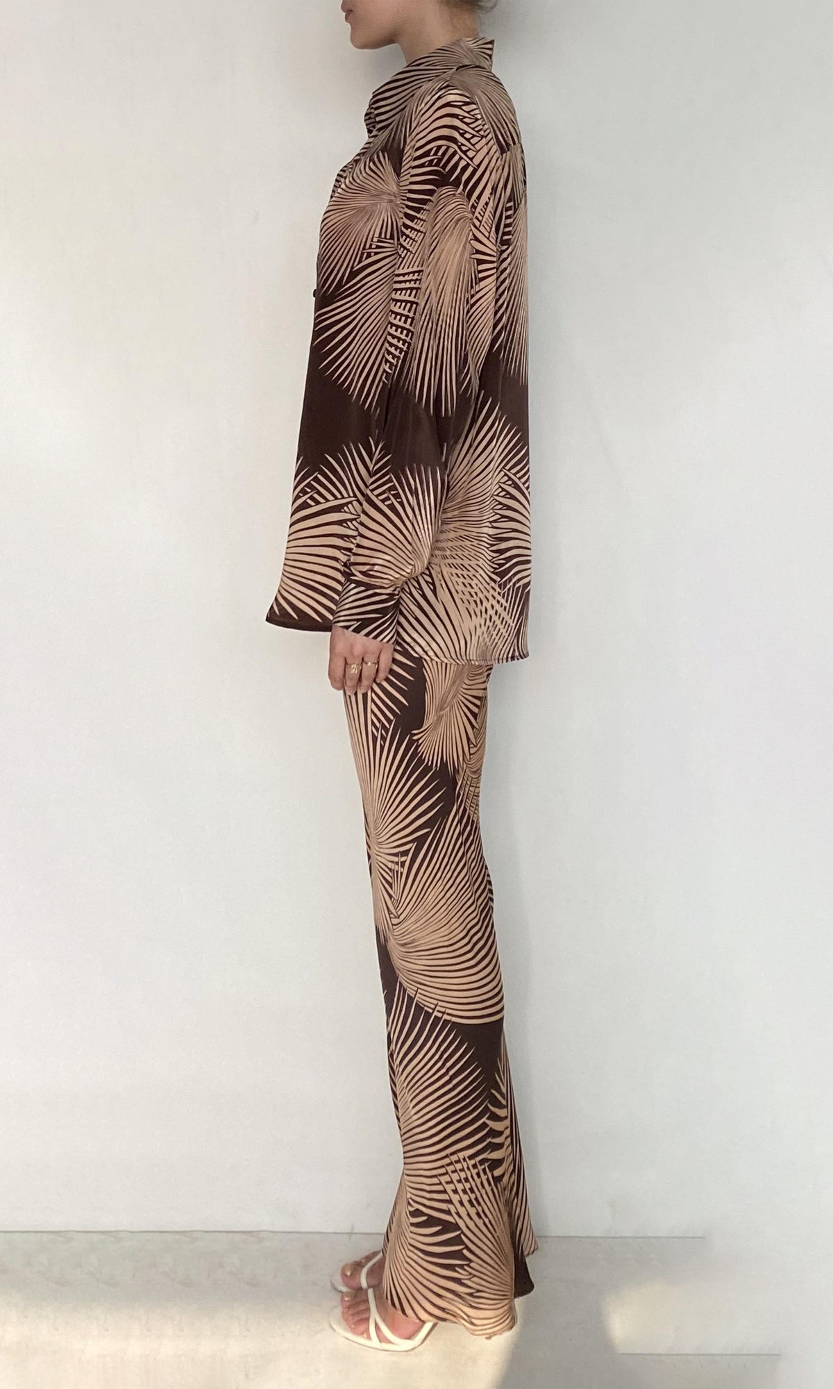 Rococo Sand | Taro Viscose Satin Bias Pants | Brown
