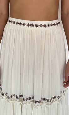 Rococo Sand | Taz Double Gauze Tiered Maxi Skirt | White