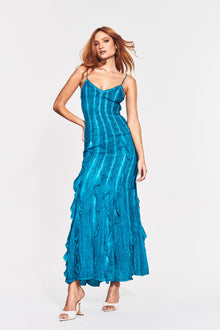 Viscose Georgette Long Dress | Teal