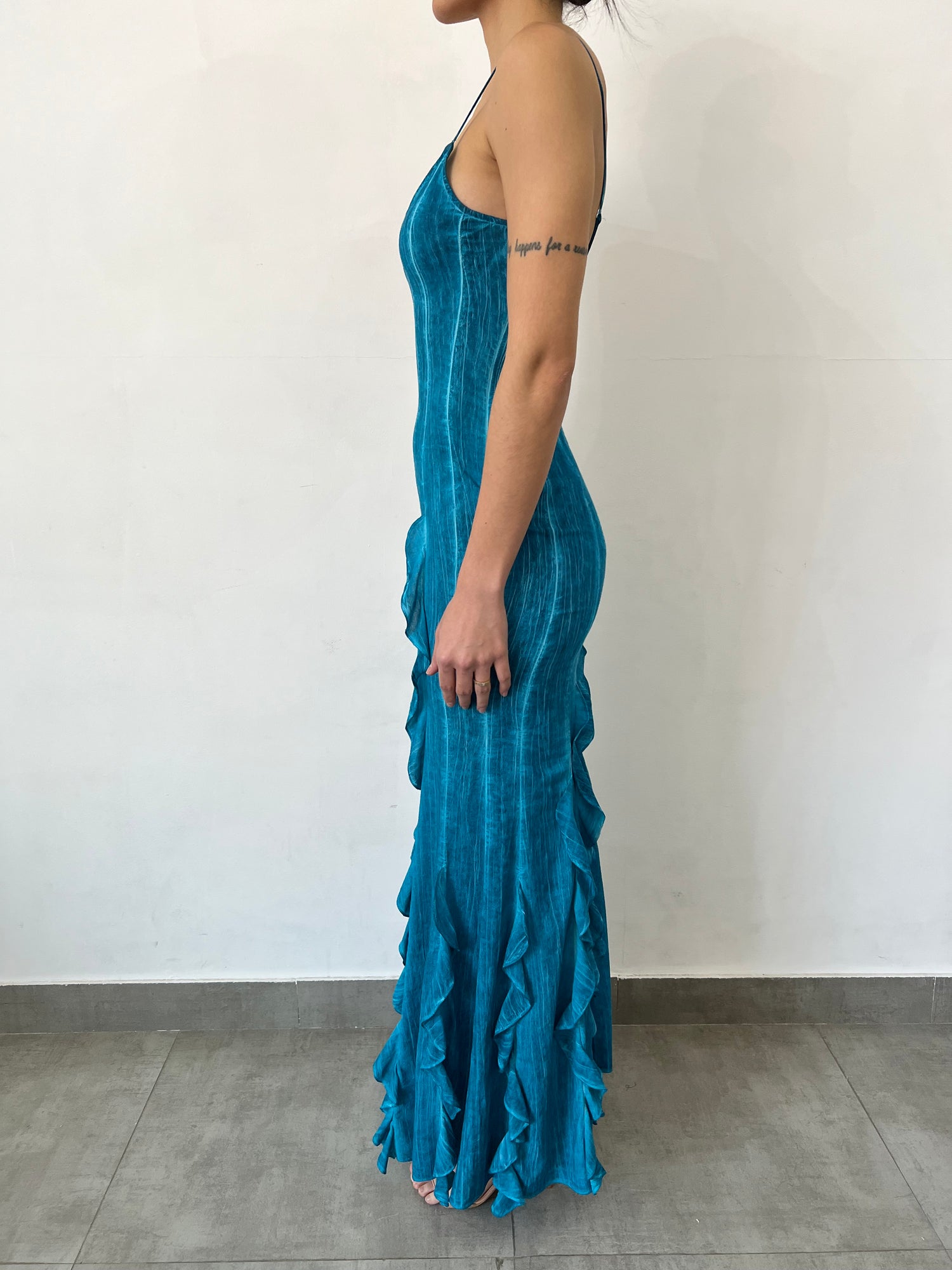 Viscose Georgette Long Dress | Teal