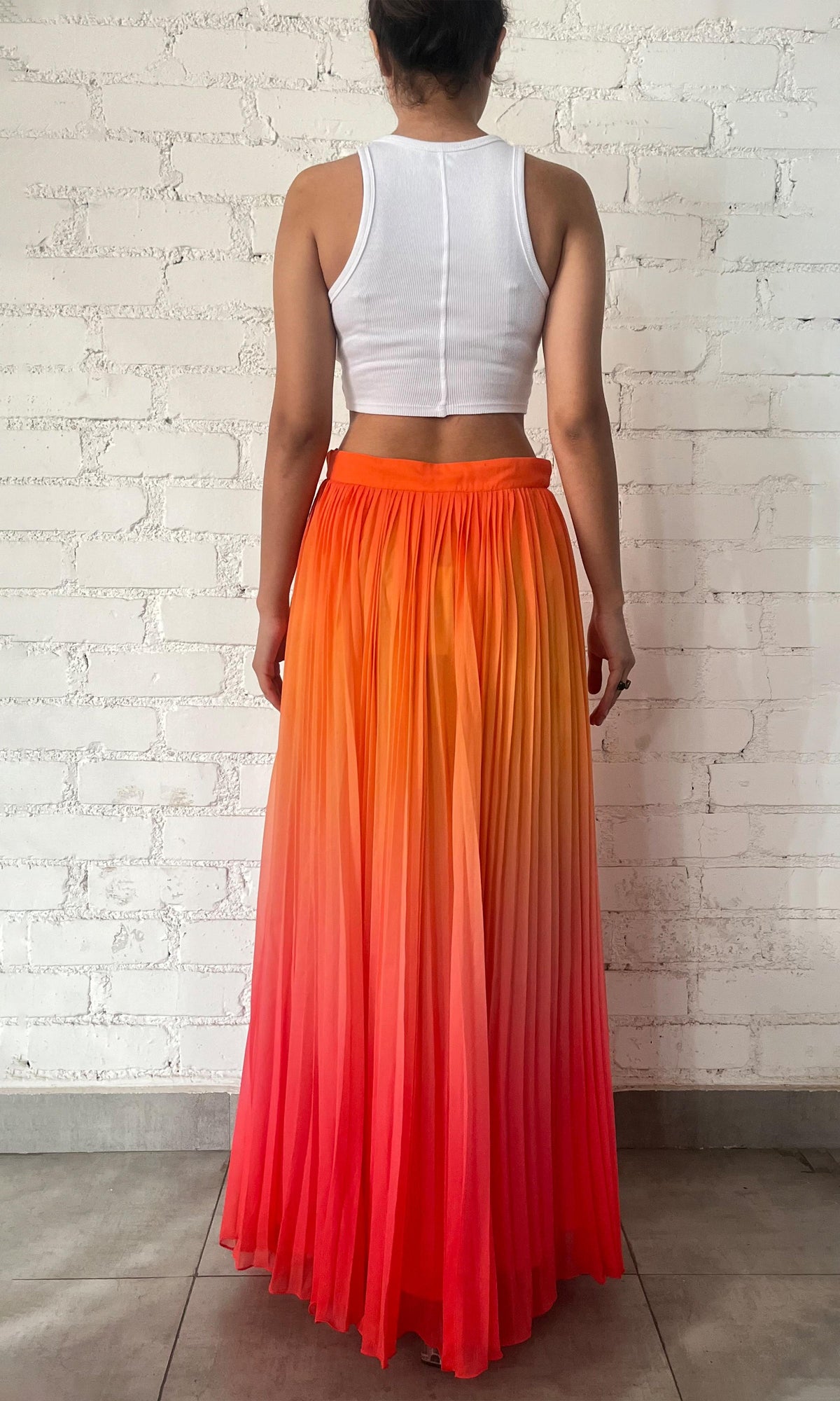 Rococo Sand | Zale Polyester Chiffon Long Skirt | Multi
