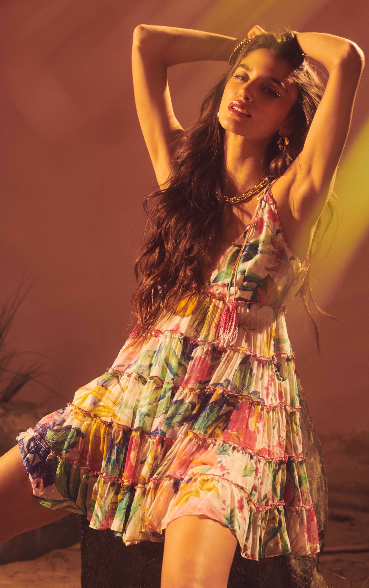 Rococo Sand | Zazu Tropical Short Dress | Motley