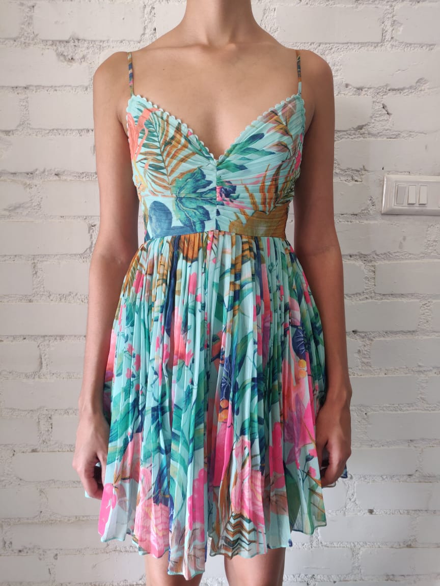 Rococo Sand | Zazu Short Dress | Mint Green Multi