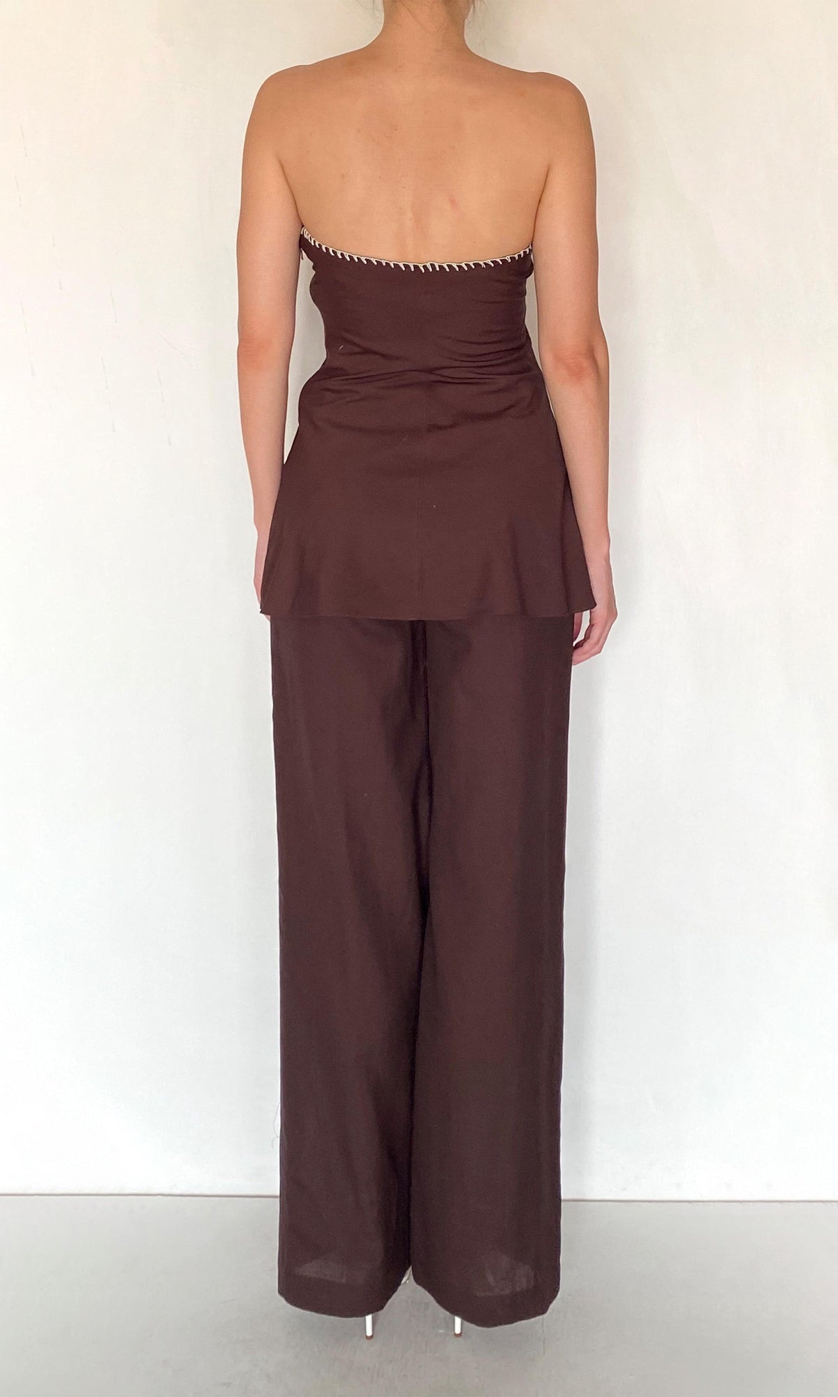 Womens | Zin Cotton Poplin Lycra Strapless Top | Brown