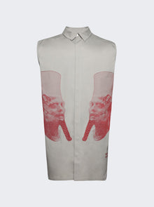 Men | Rick Owens | Ron Jumbo Outershirt Pearl And Cardinal Red | Ivory