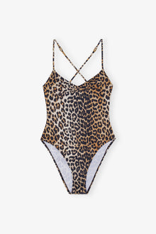 Recycled Printed V neck Swimsuit | Leopard