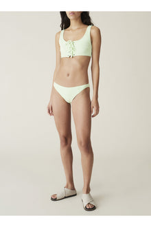 Recycled Textured Lace up Bikini Top | Patina Green
