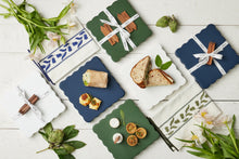 Square Scalloped Cheese Board with Cheese Markers | White | Small