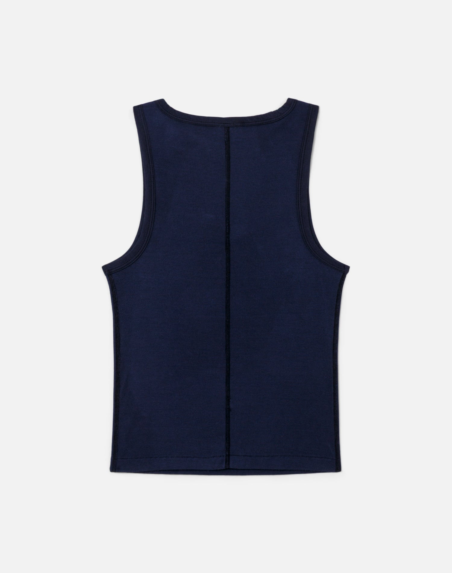Womens | Ribbed High Neck Tank | Navy