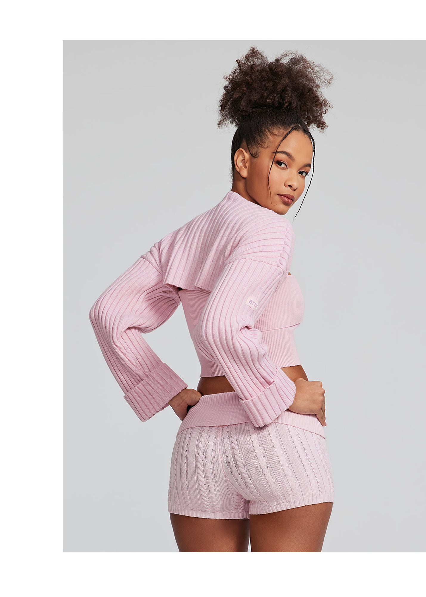 Ribbed Knit Shrug | Ballet Pink